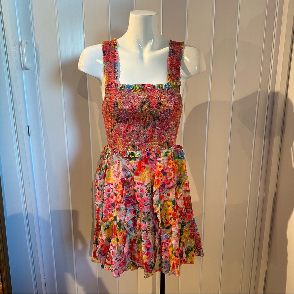 🎀SOLD🎀Alice + Olivia Jocelyn Garden Floral Smocked Mini Dress - Picture 6 of 9